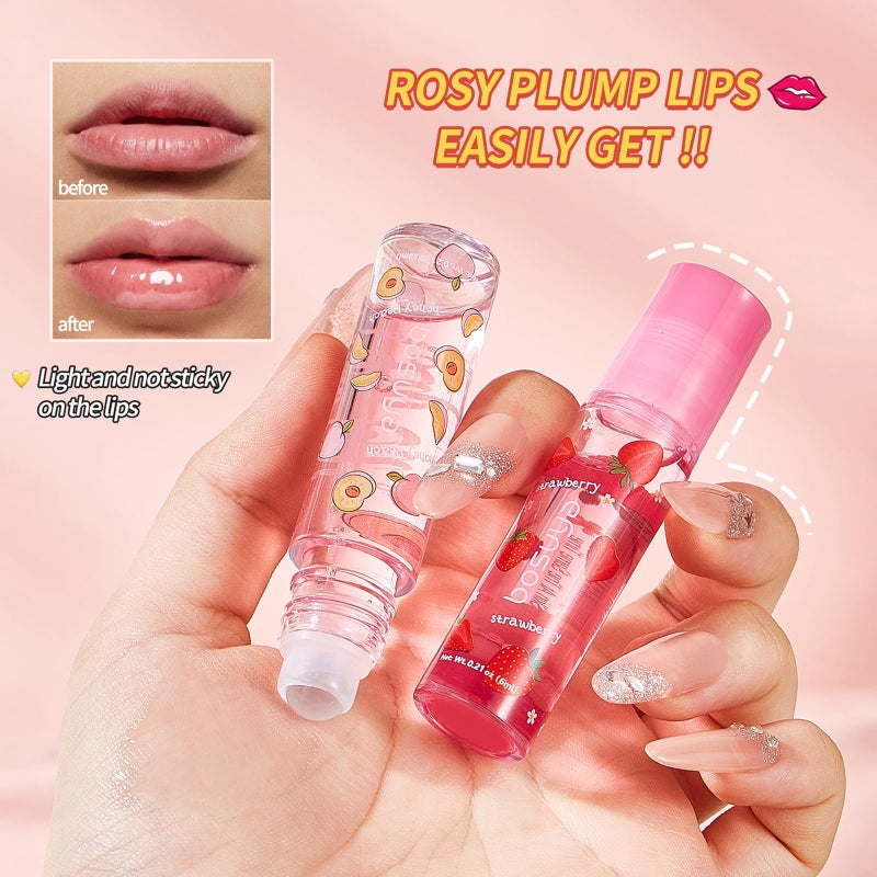 DENESTUP مجموعة زيت مرطب للشفاه مكونة من 6 قطع، زيت مرطب للشفاه بنكهة الفواكه، هدية مثالية للحفلات، غير سام - Image 3